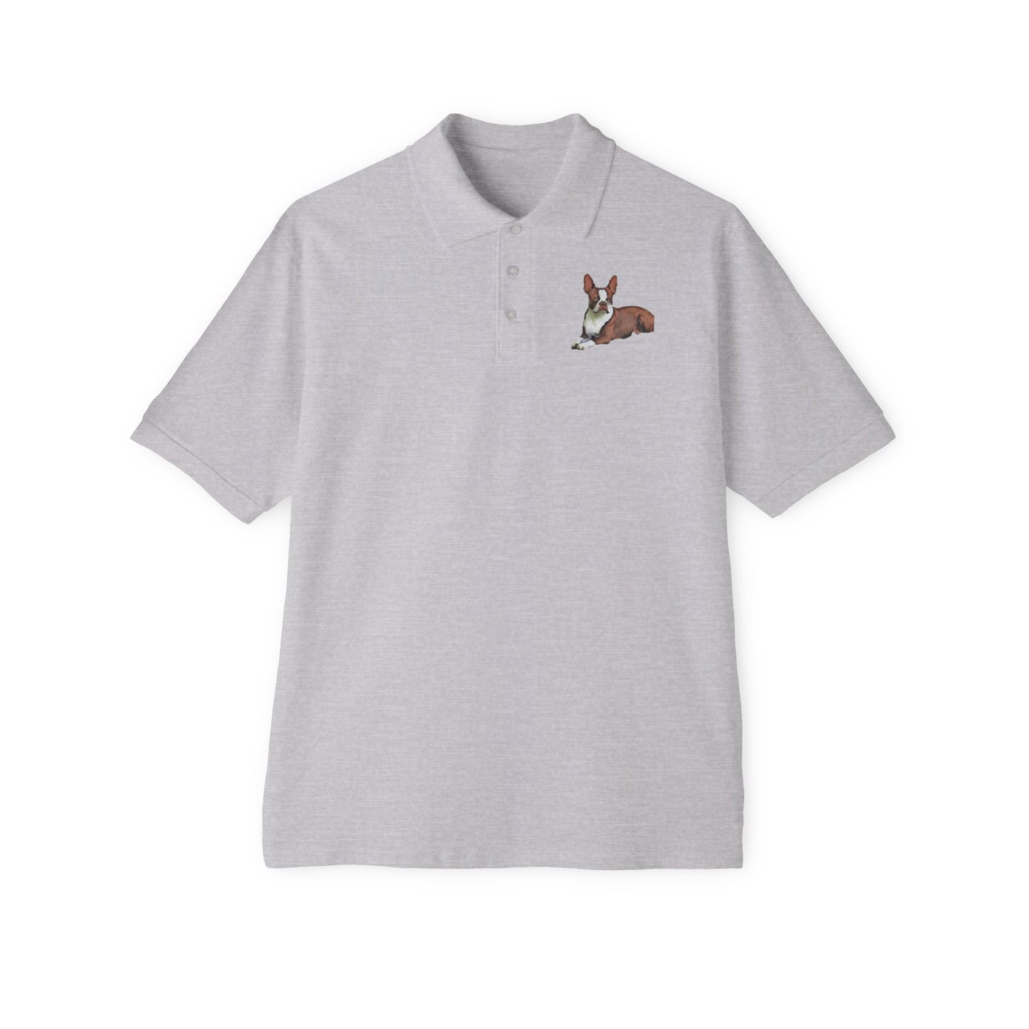 Boston Terrier Brown & White Men's Piqué Polo Shirt