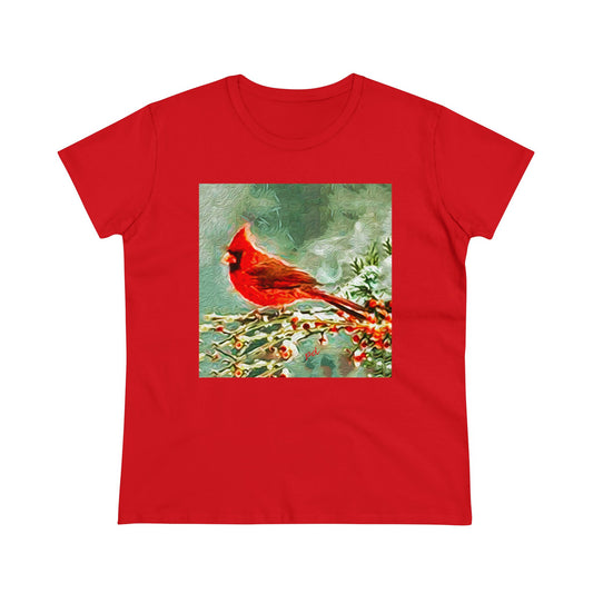 Winter Cardinal  --  Women's Midweight Cotton Tee