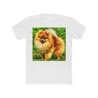 Pomeranian 'Pom Pom' Men's Fitted Cotton Crew Tee