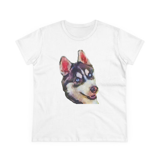 Siberian Husky 'Iditarod' Women's Midweight Cotton Tee