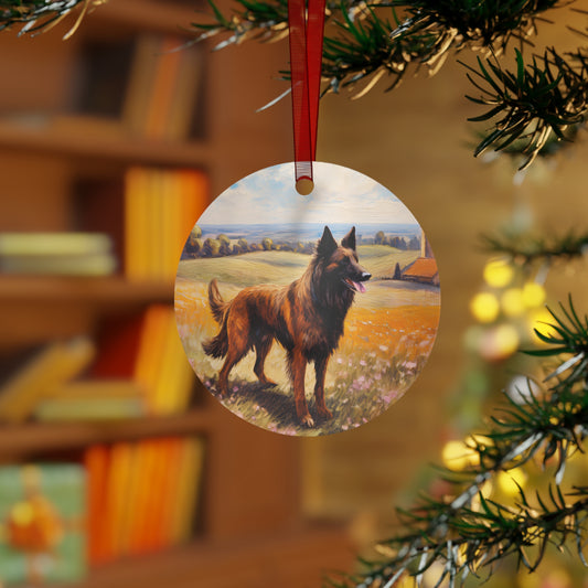 Charming Belgian Tervuren Christmas Tree Metal Ornaments