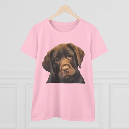Chocolate Labrador Puppy 'Chocolate Lab' Women's Midweight Cotton Tee