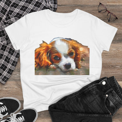 King Charles Spaniel 'Puppy #2' Women's Midweight Cotton Tee