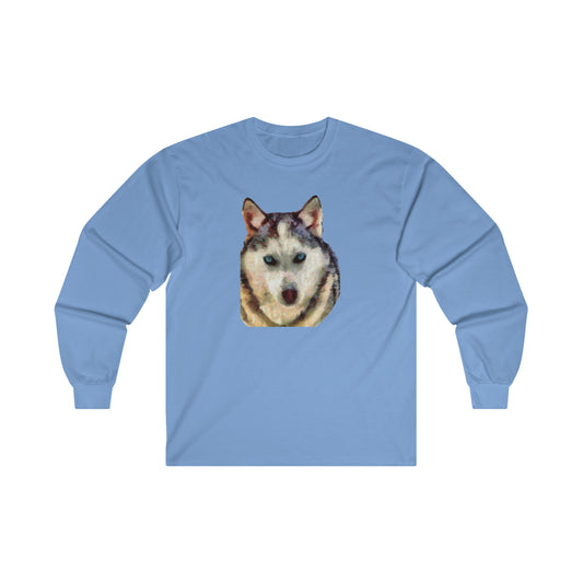 SIberian Husky 'Sacha'  Unisex Cotton Long Sleeve Tee