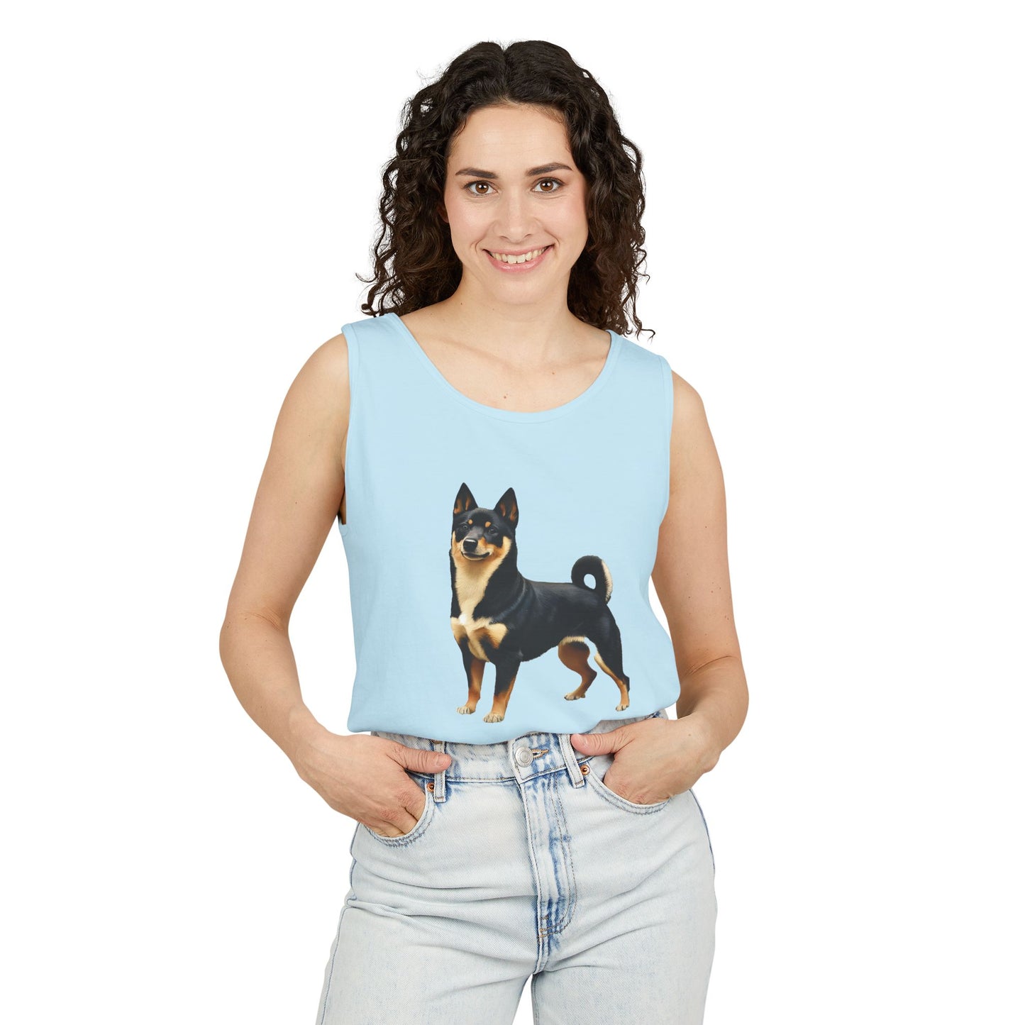 Black & Tan Shiba Inu Unisex Relaxed Fit Garment-Dyed Tank Top