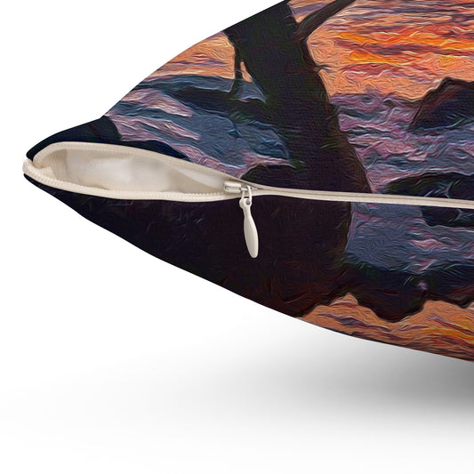 Big Sur Sunset at Pfeiffer Beach -  -  Spun Polyester Throw Pillow