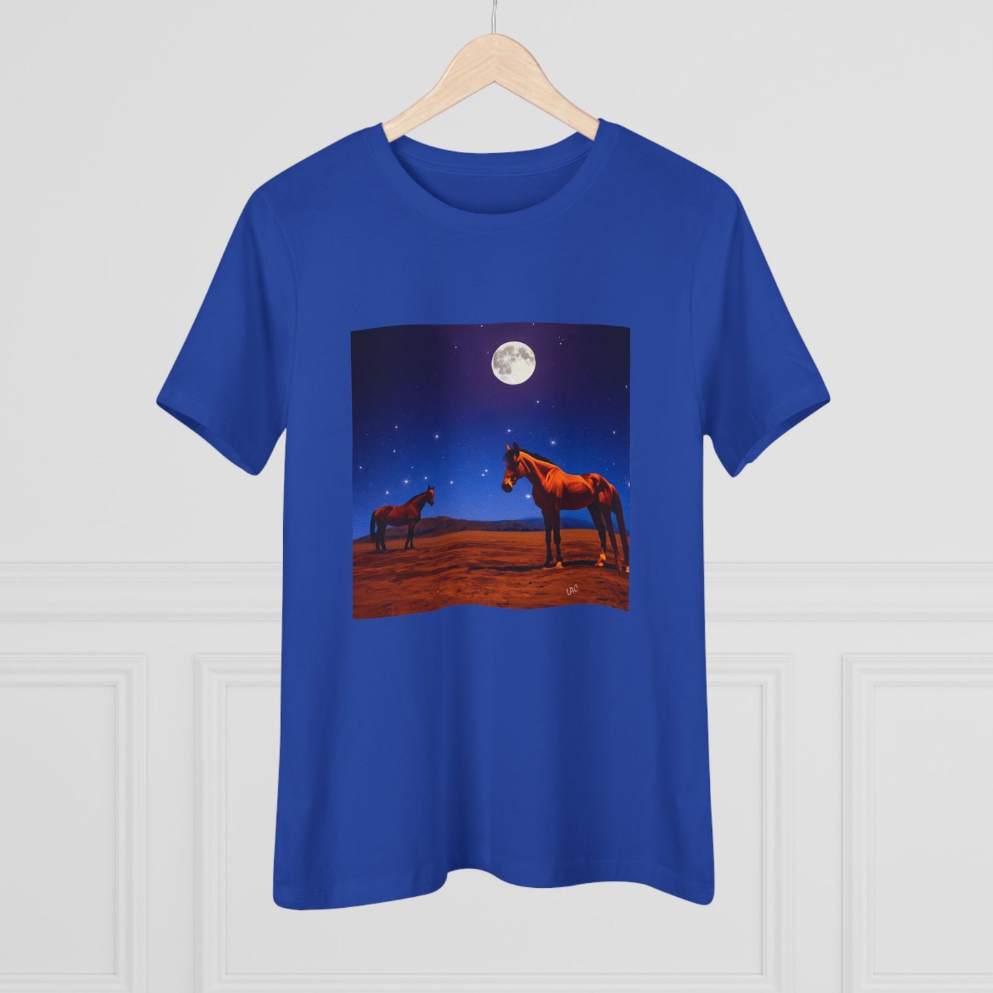 Horses In Moonlight - Relaxed Fit Women's Cotton Tee