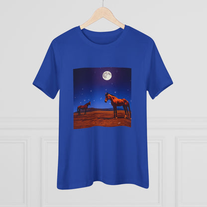 Horses In Moonlight - Relaxed Fit Women's Cotton Tee