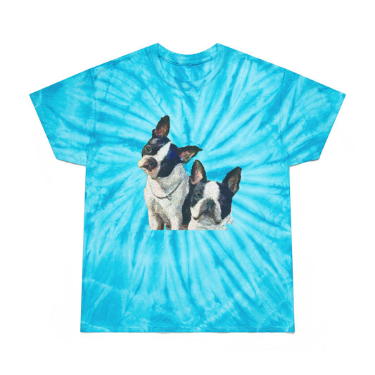 Boston Terriers 'Skipper & Dee Dee' Unisex Cotton Tie-Dye Tee, Cyclone