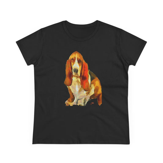 Basset Hound 'Lautrec' Women's Midweight Cotton Tee