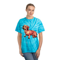 Dachshund 'Simone' Unisex Cotton Tie-Dye Tee, Cyclone