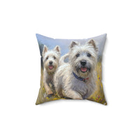 Cairn Terriers  -  Spun Polyester Throw Pillow