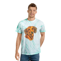 Dachshund 'Doxie 1' Unisex Cotton Tie-Dye Tee, Cyclone