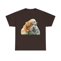 Yellow Labrador Retriever and Child Unisex Heavy Cotton Tee by DoggyLips ™