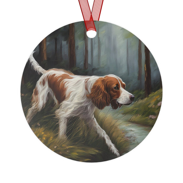 Irish Red & White Setter Metal Ornaments