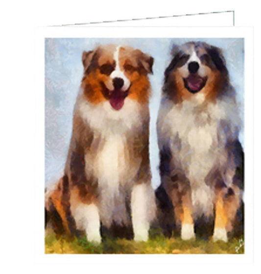 Australian Shepherds ' Merle Mates' - Set of 6 Blank Notecards  5.25 x