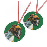 Boxer 'Cooper' Metal Ornaments - Add Charm and Whimsy to Your Holiday Decor - Cr