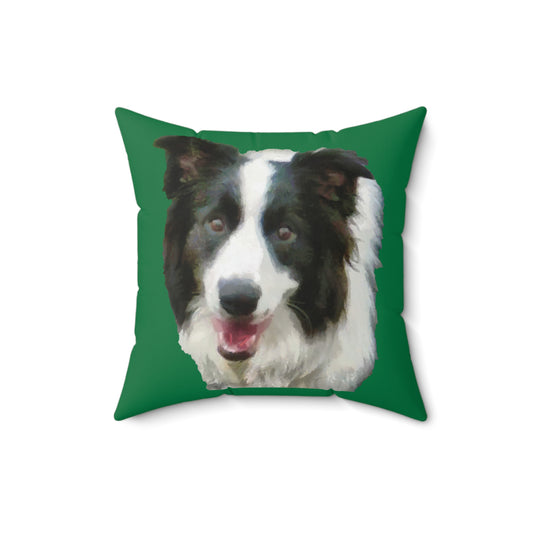 Border Collie #2 Spun Polyester Throw Pillow