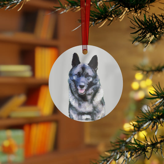 Norwegian Elkhound Christmas Tree Metal Ornaments
