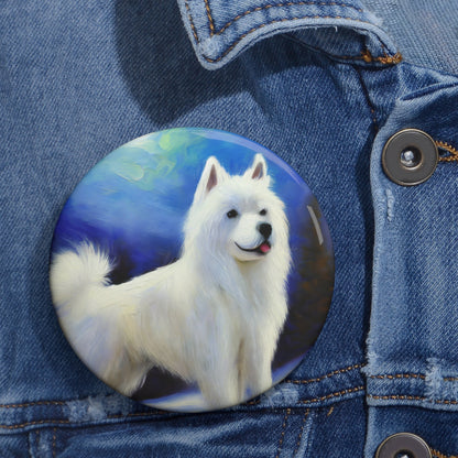 American Eskimo Dog Metal Pinback Buttons