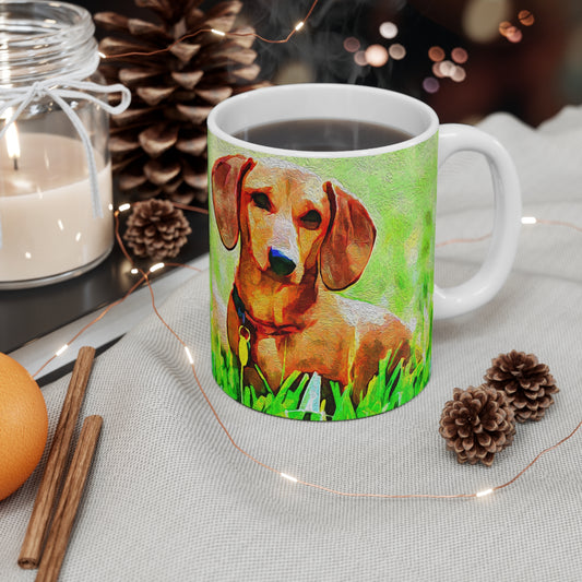 Dachshund 'Daisy' Ceramic Mug - A Whimsical Sip of Joy