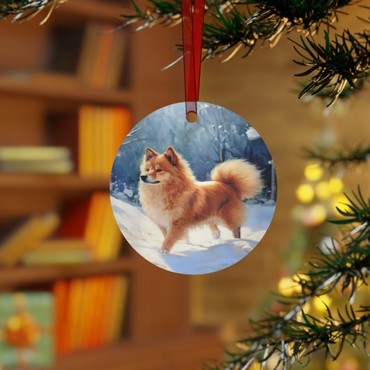 Finnish Spitz Christmas Tree Metal Ornaments