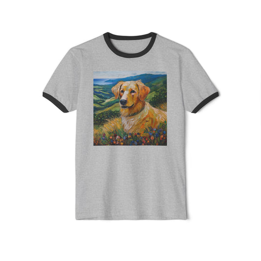 Golden Retriever #3 - Unisex Cotton Ringer T-Shirt