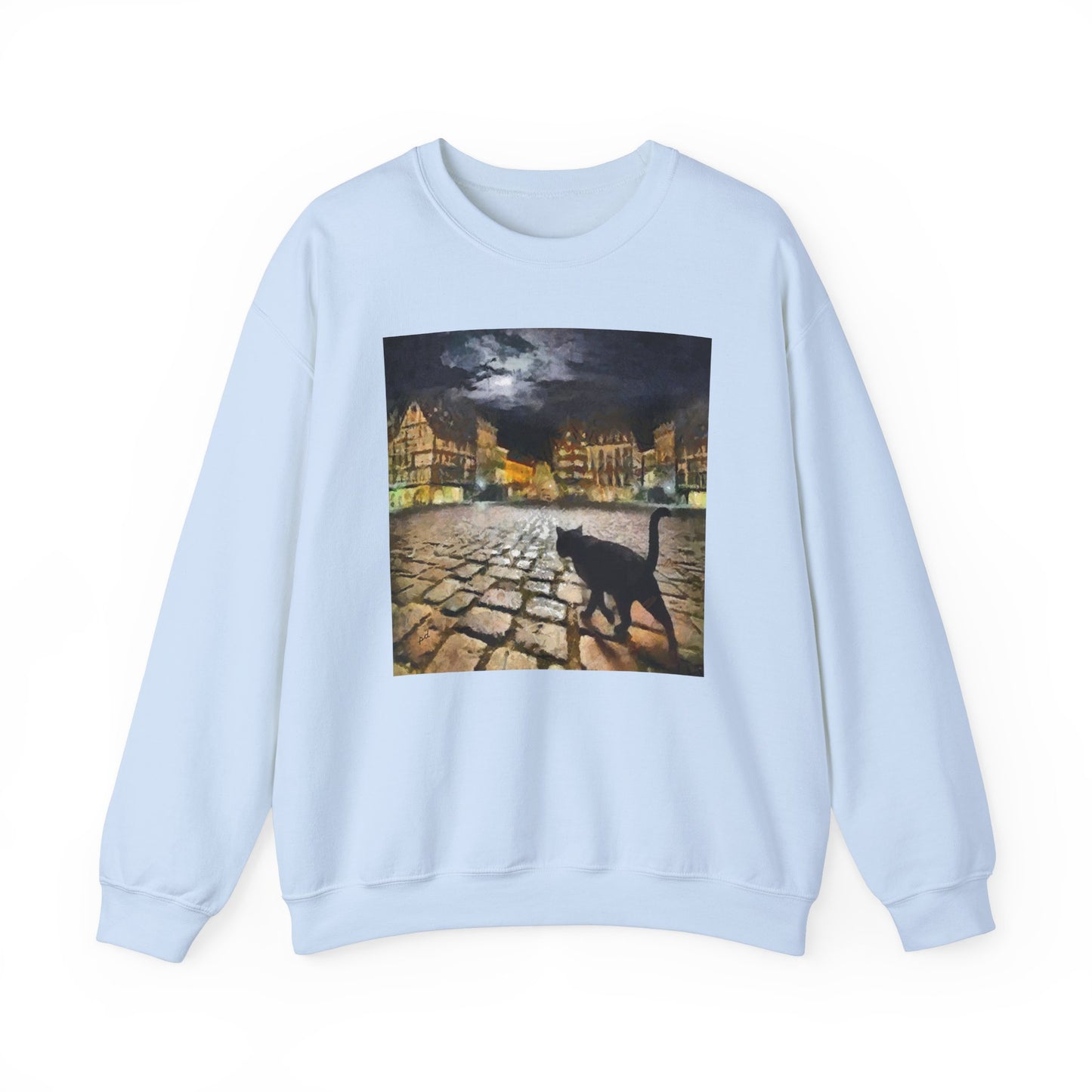 Night Cat Prowling - Unisex 50/50  Crewneck Sweatshirt