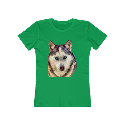 Siberian Husky 'Sacha' - Women's Slim Fit Ringspun Cotton T-Shirt