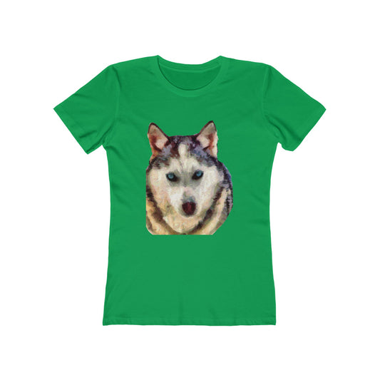 Siberian Husky 'Sacha' - Women's Slim Fit Ringspun Cotton T-Shirt
