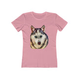 Siberian Husky 'Sacha' - Women's Slim Fit Ringspun Cotton T-Shirt