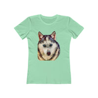 Siberian Husky 'Sacha' - Women's Slim Fit Ringspun Cotton T-Shirt