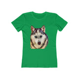 Siberian Husky 'Sacha' - Women's Slim Fit Ringspun Cotton T-Shirt