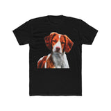 Brittany Spaniel 'Gunner'  Men's Fitted Cotton Crew Tee