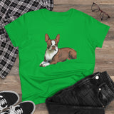 Boston Terrier Midweight Cotton Tee - Brown & White
