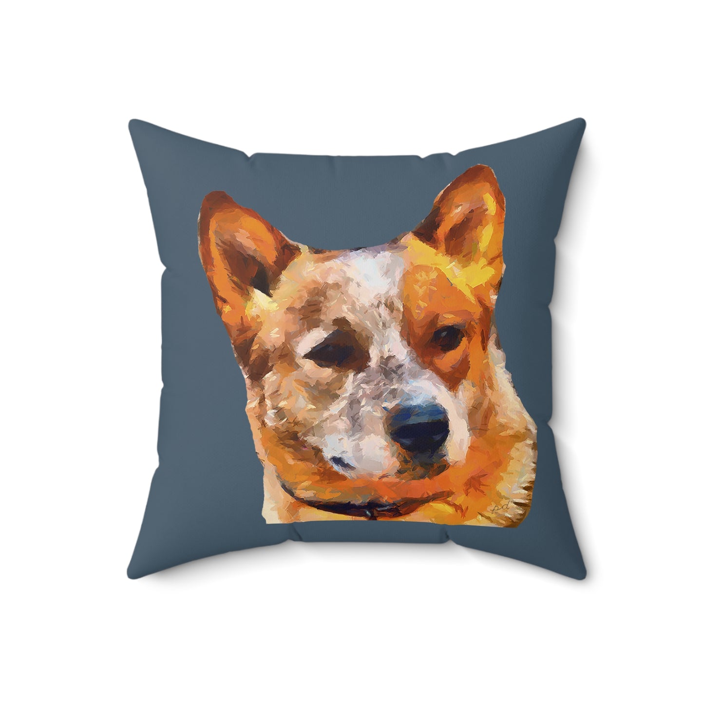 Red Heeler - Australian Cattle Dog Spun Polyester Throw Pillow