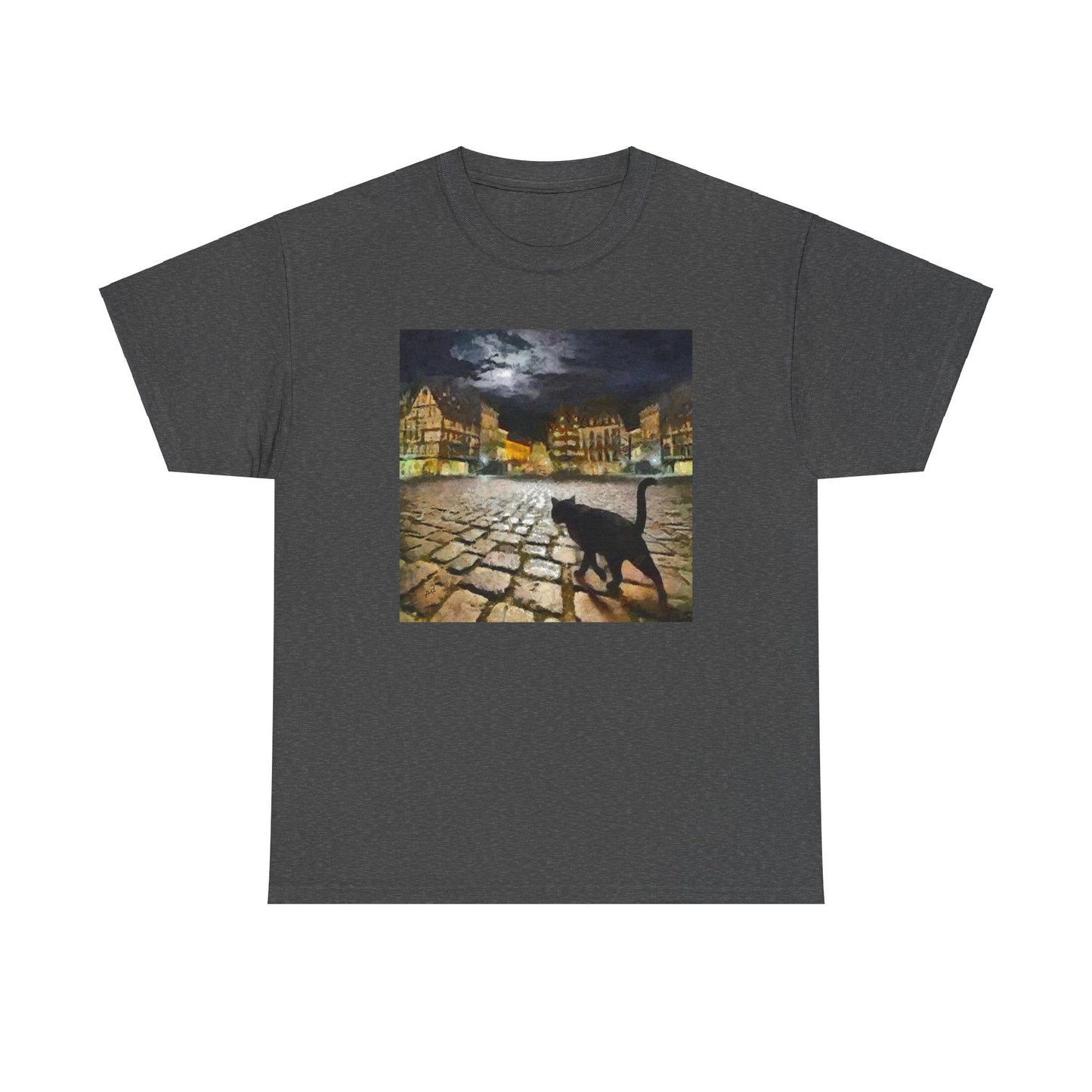 Night Cat Unisex Heavy Cotton Tee