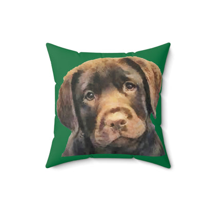 Chocolate Labrador Retriever Spun Polyester Throw Pillow