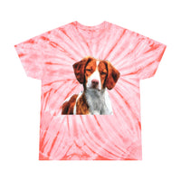 Brittany Spaniel 'Gunner' Unisex Tie-Dye Tee in Cyclone