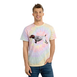 German Shorthair Pointer 'On Point' Unisex Tie-Dye Tee, Spiral