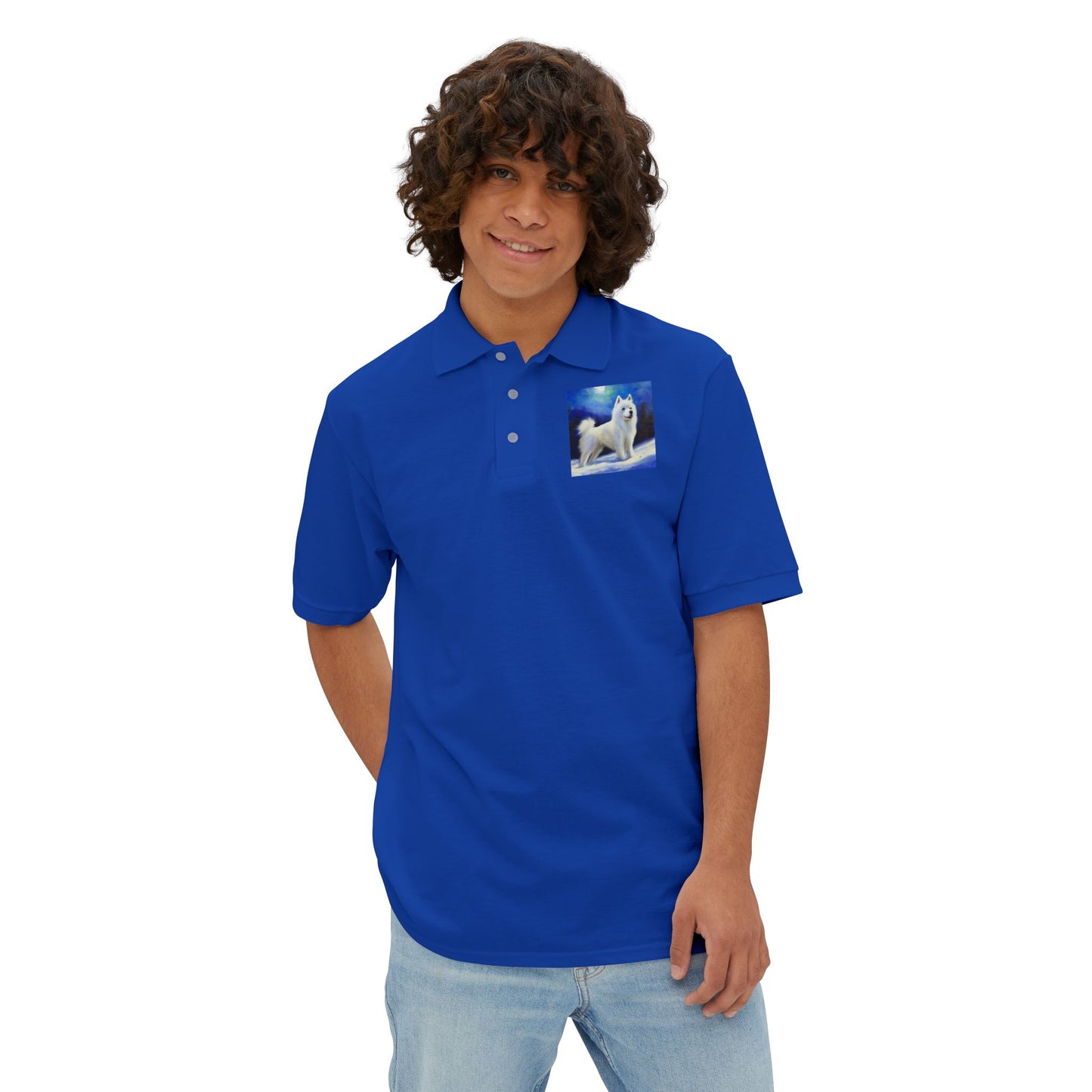 American Eskimo - Men's Piqué Polo Shirt: Timeless Elegance