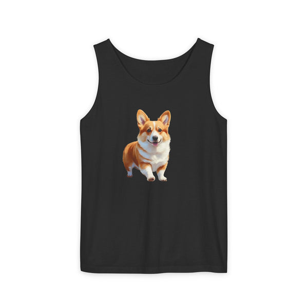 Welsh Corgi Puppy - Unisex Relaxed Fit Garment-Dyed Tank Top