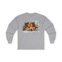 Shetland Sheepdog 'Sleepy Sheltie' Unisex Cotton Long Sleeve Tee