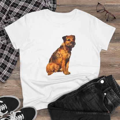 Charming Border Terrier 'Andrew' Women's Midweight Cotton Tee