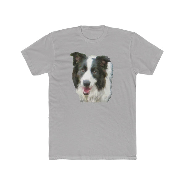 "Archie the Border Collie Men's Fitted Cotton Crew Tee"