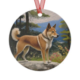 Shikoku - Japanese Hunting DogChristmas Tree  Metal Ornaments