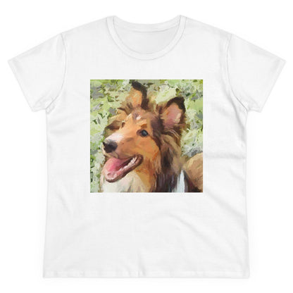 Sheltie - Shetland Sheep Dog 'Sheltie Mae' Women's Midweight Cotton Te