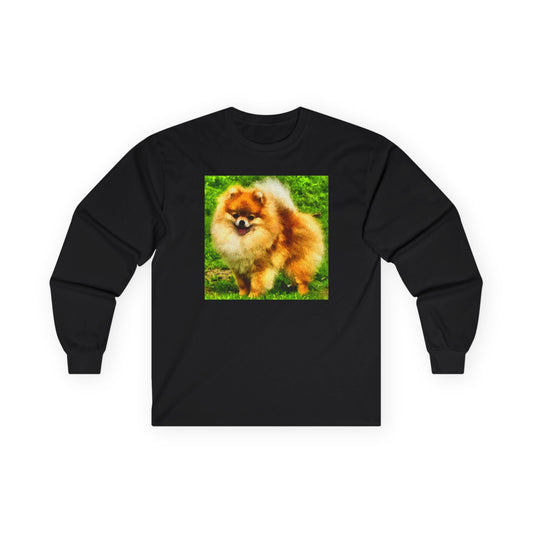 Pomeranian 'Pom Pom' Unisex Cotton Long Sleeve Tee
