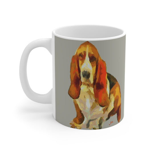 Basset Hound 'Lautrec' Ceramic Mug 11oz – A Touch of Art in Every Sip