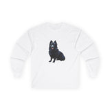 Schipperke Unisex Long Sleeve Cotton Tee with Adorable Dog Print - Perfect for Pet Lovers!